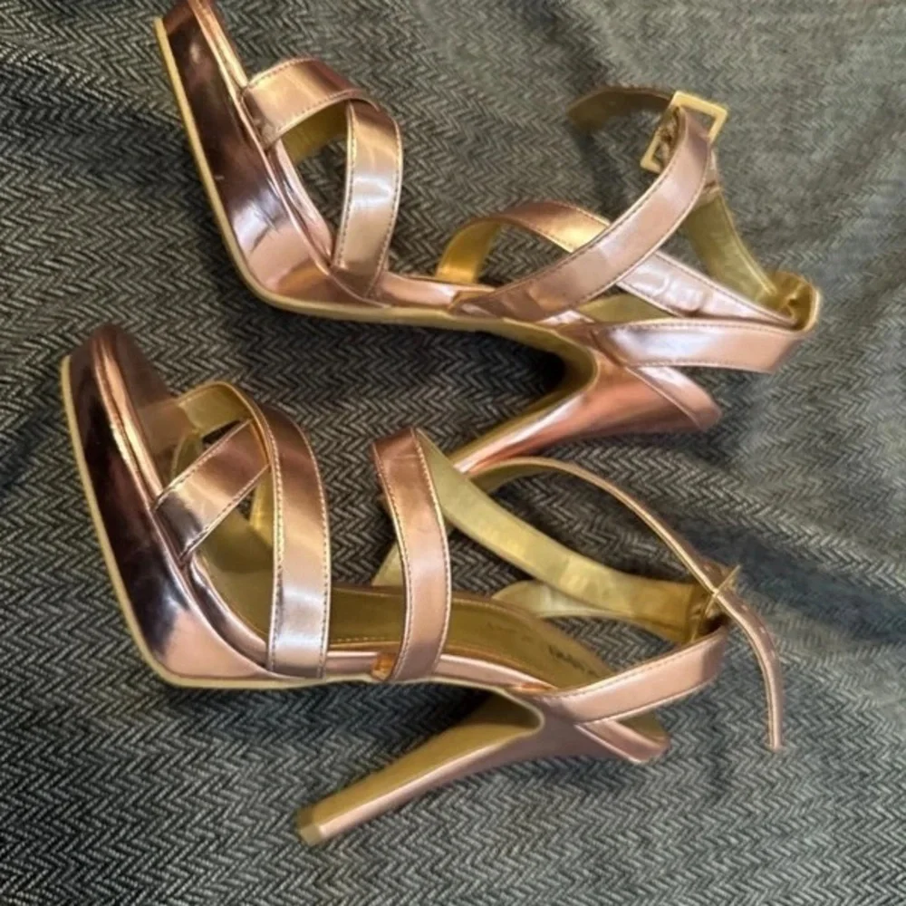 Women's Rose Gold Strappy High Heel Sandals